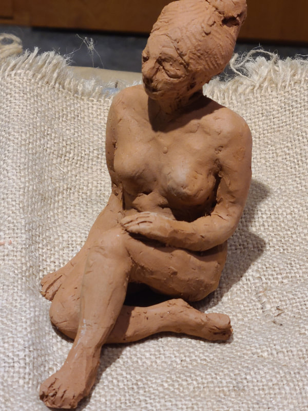 "Little Lady 3" Ceramic Sculpture, in process, Linda A Levy, LA Levy, Linda Levy, artist, sculptor, Bonny Doon, Santa Cruz, California  