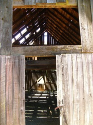 Photo looking in old barn in Anderson Valley, CA, by Linda A. Levy