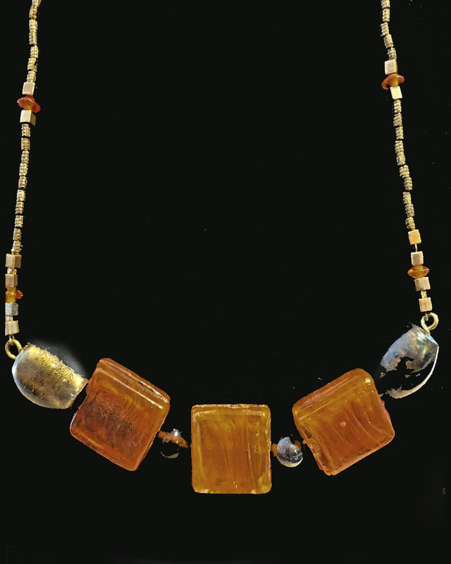 Glass Beaded necklace -Linda Levy has been creating Jewelry, Necklaces, Earrings, Gemstone jewelry, handcrafted, original art, in Santa Cruz California
