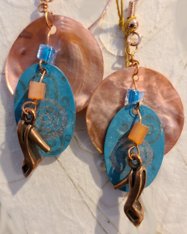 Copper high heel shoes - Linda Levy has been creating Jewelry, Necklaces, Earrings, Gemstone jewelry, handcrafted, original art, in Santa Cruz California
