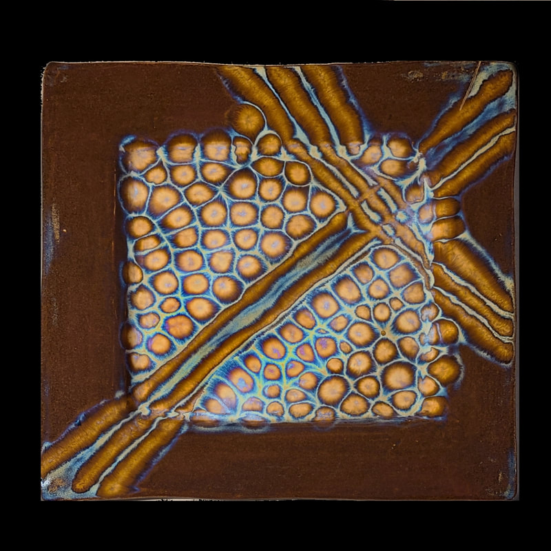 Ceramic plate glaze experiment, Linda Levy, LA Levy, Santa Cruz, California, Artist