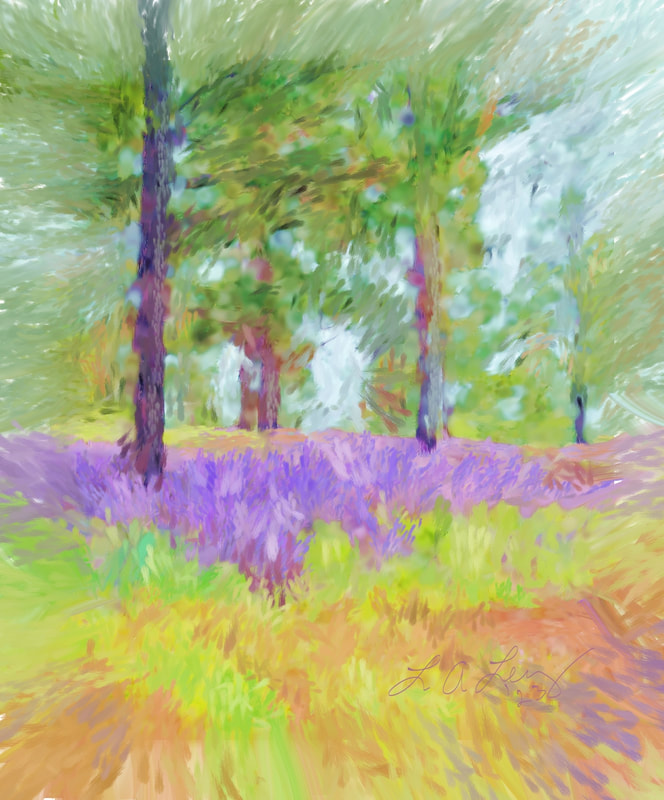 "Spring in the Reserve" digital painting, Linda A. Levy, LA Levy, Linda Levy, Bonny Doon, Santa Cruz, California, artist