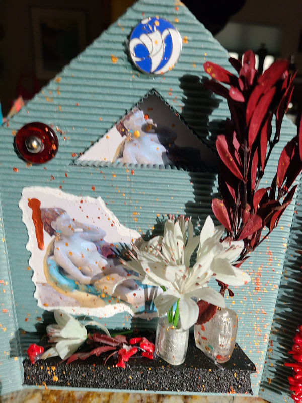 Detail of Fainting Couch 2, Altar/retablo, 3D construction, LA Levy, Linda A Levy, Santa Cruz, California, artist